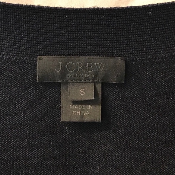 J CREW COLLECTION LEATHER MERINO CARDIGAN NAVY S - Picture 4 of 8
